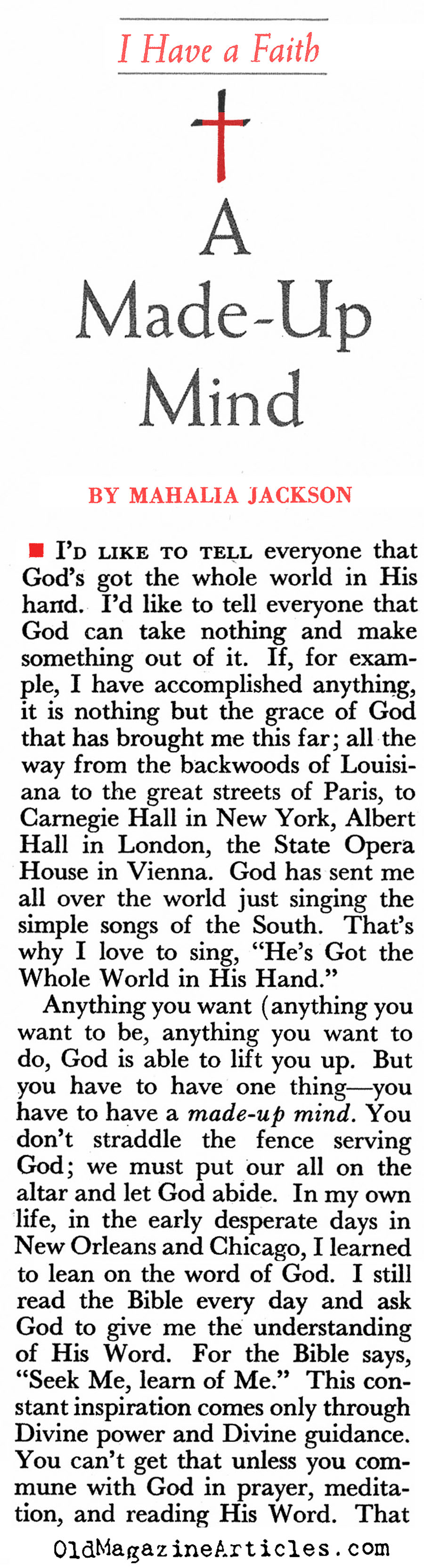 The Faith of Mahalia Jackson  (Pageant Magazine, 1964)