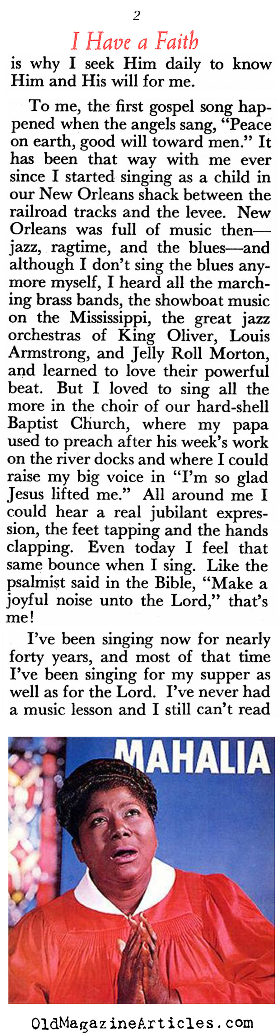 The Faith of Mahalia Jackson  (Pageant Magazine, 1964)