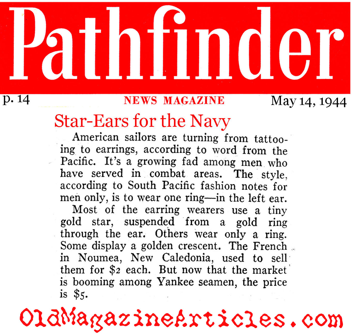 U.S. Sailors Wore <i>Earrings</i>? (Pathfinder Magazine, 1944)