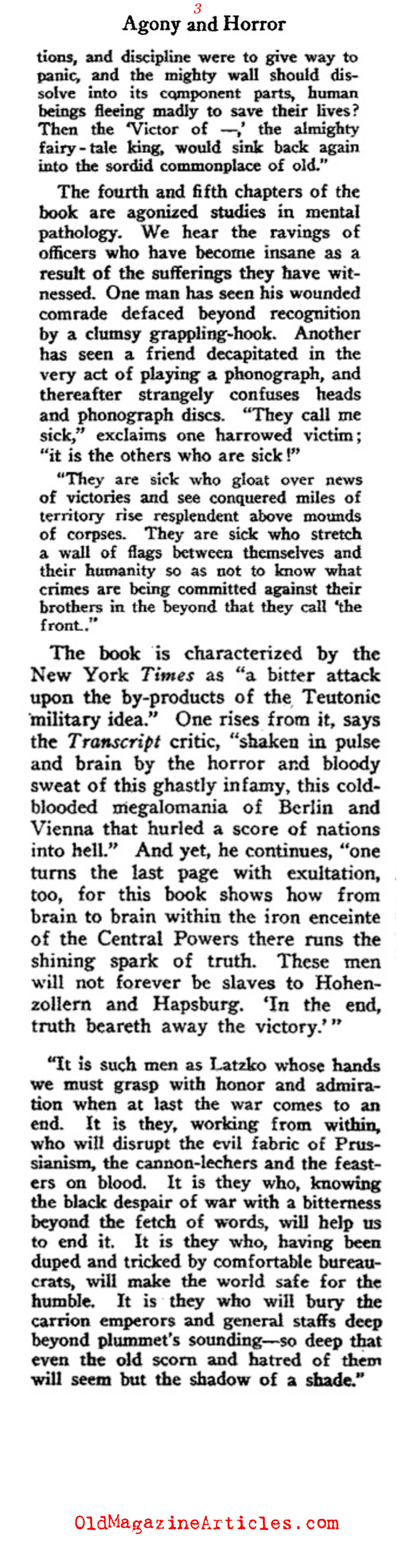 '<I>Men in War</I>  by Andreas Latzko (Current Opinion, 1918)