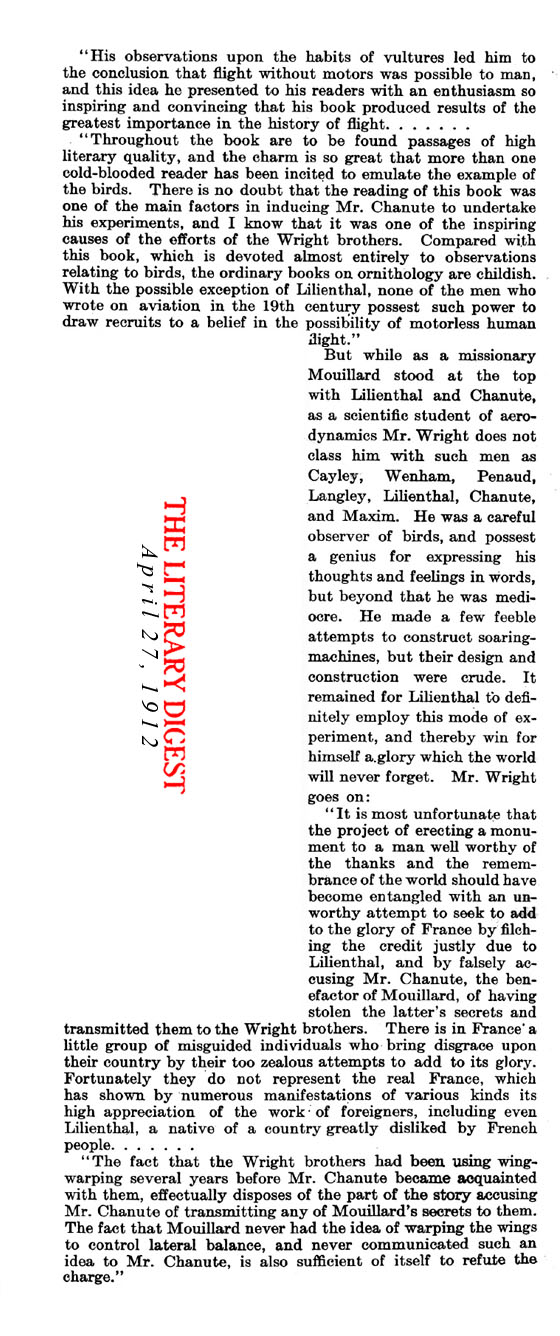 Mouillard: Aviation  Pioneer  (The Literary Digest, 1912)