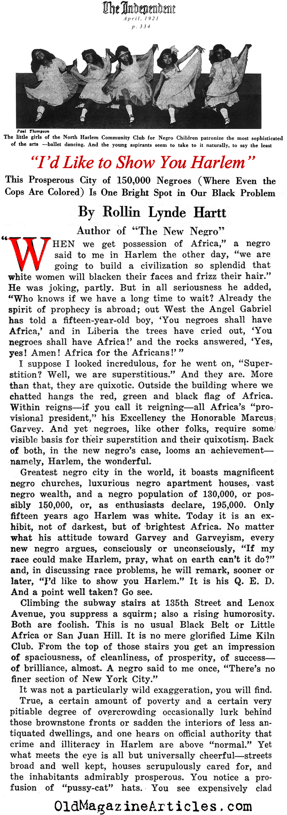 The Backdrop of the Harlem Renaissance   (The Independent, 1921)