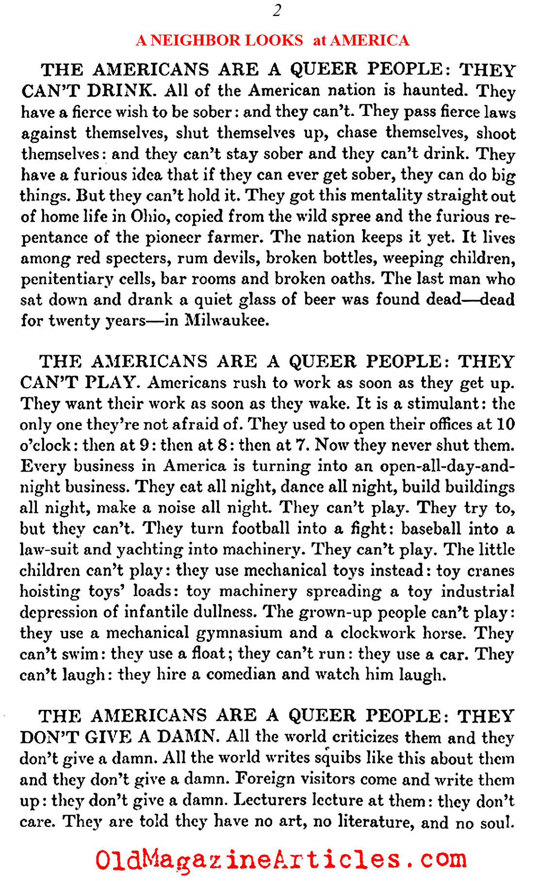 Americans Are A Strange People  (Characteristically American, 1932)