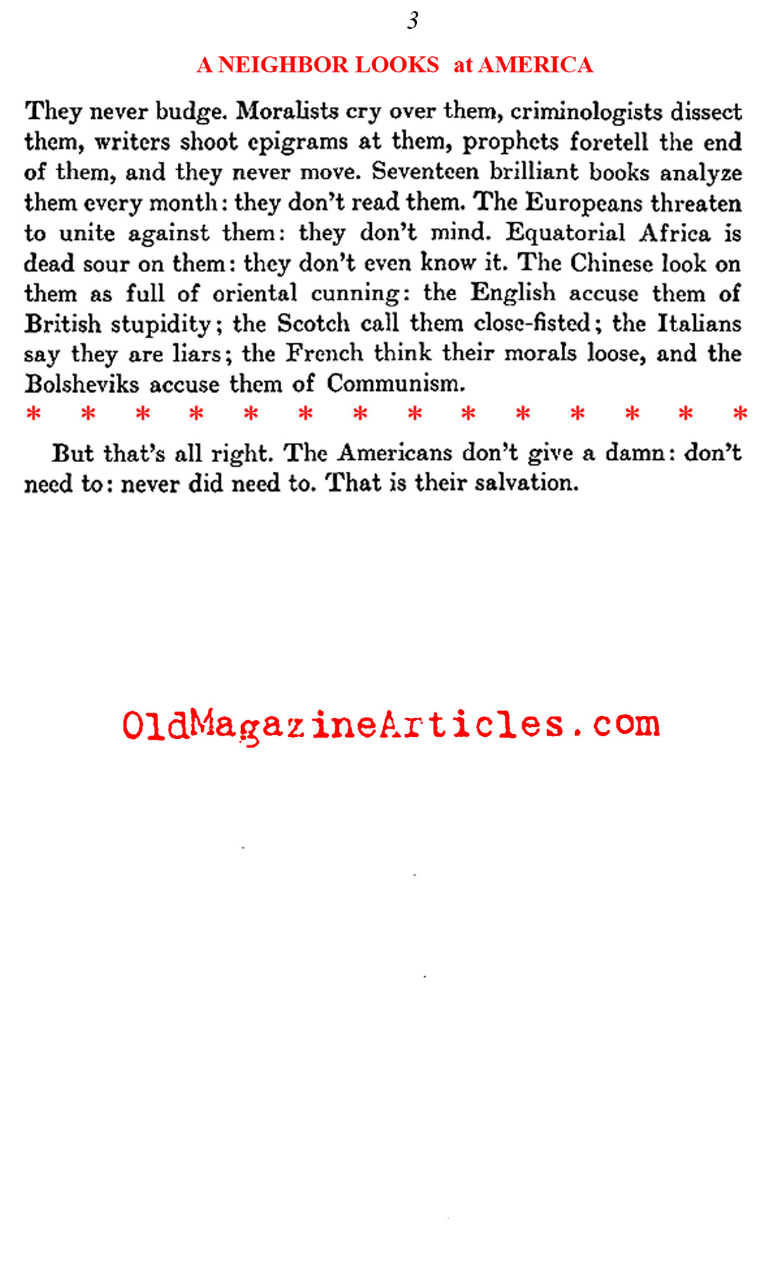 Americans Are A Strange People  (Characteristically American, 1932)