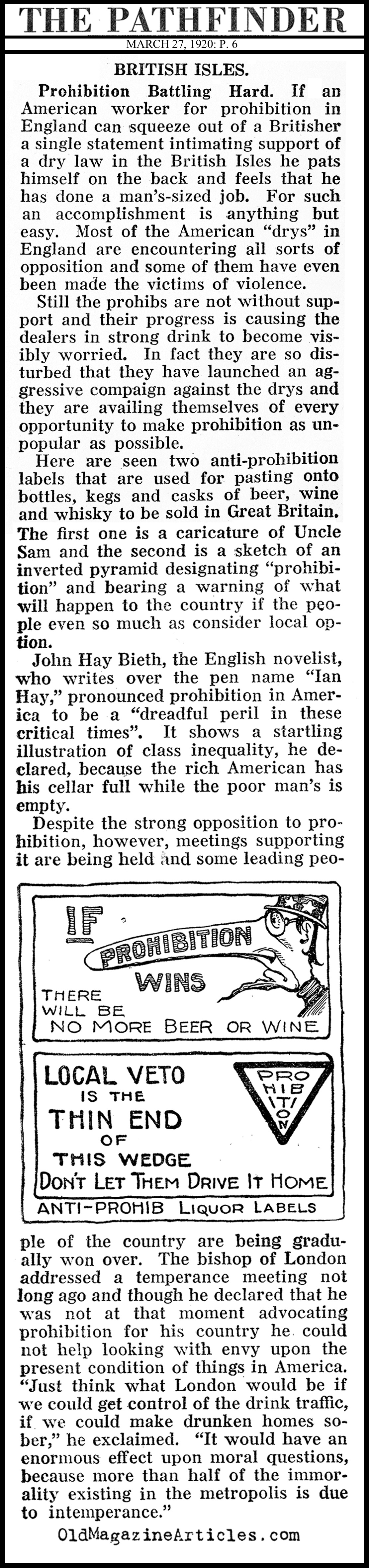 Prohibition in England? (The Pathfinder Magazine, 1920)