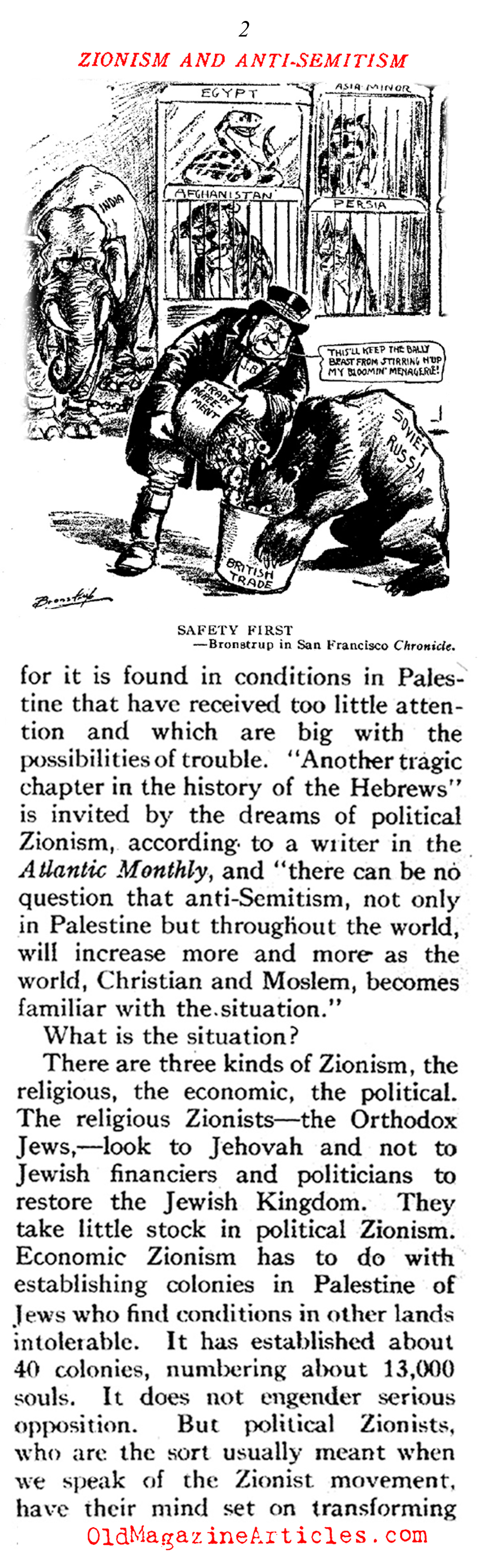 Problems in British Palestine... (Current Opinion Magazine, 1921)