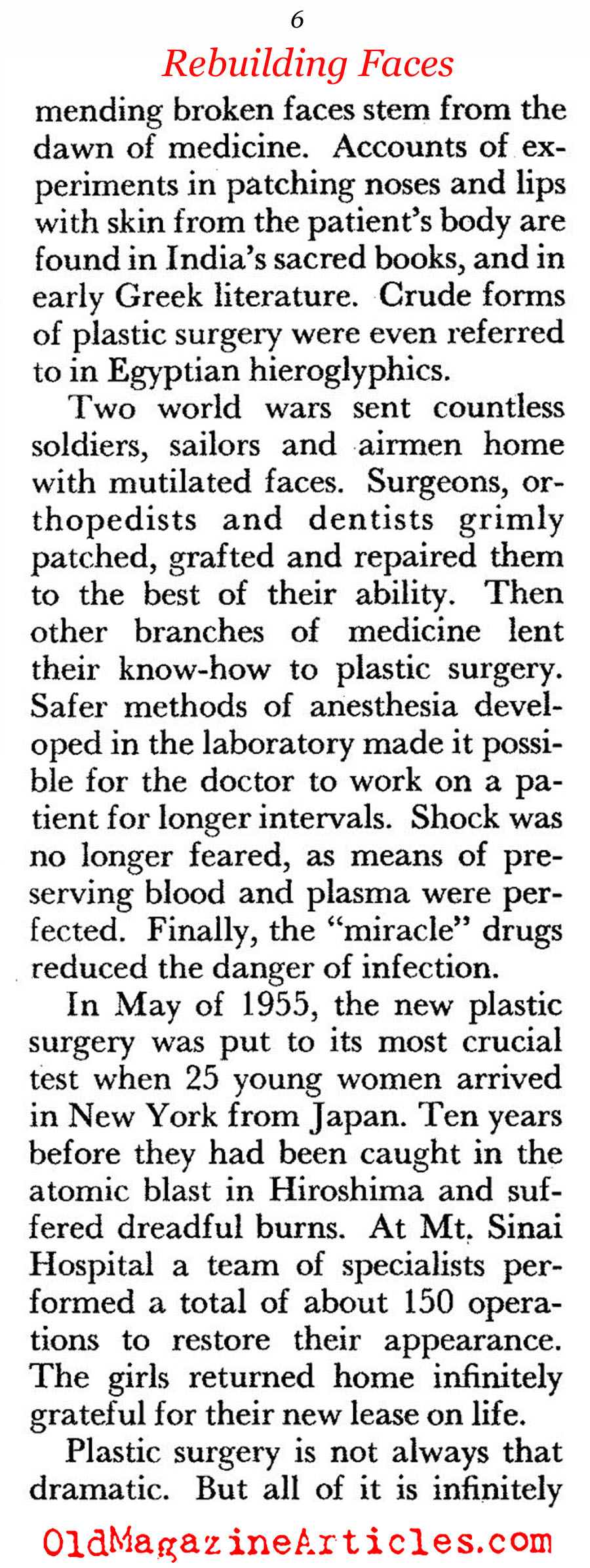 The Institute for Reconstructive Plastic Surgery<BR> (Coronet Magazine, 1959)