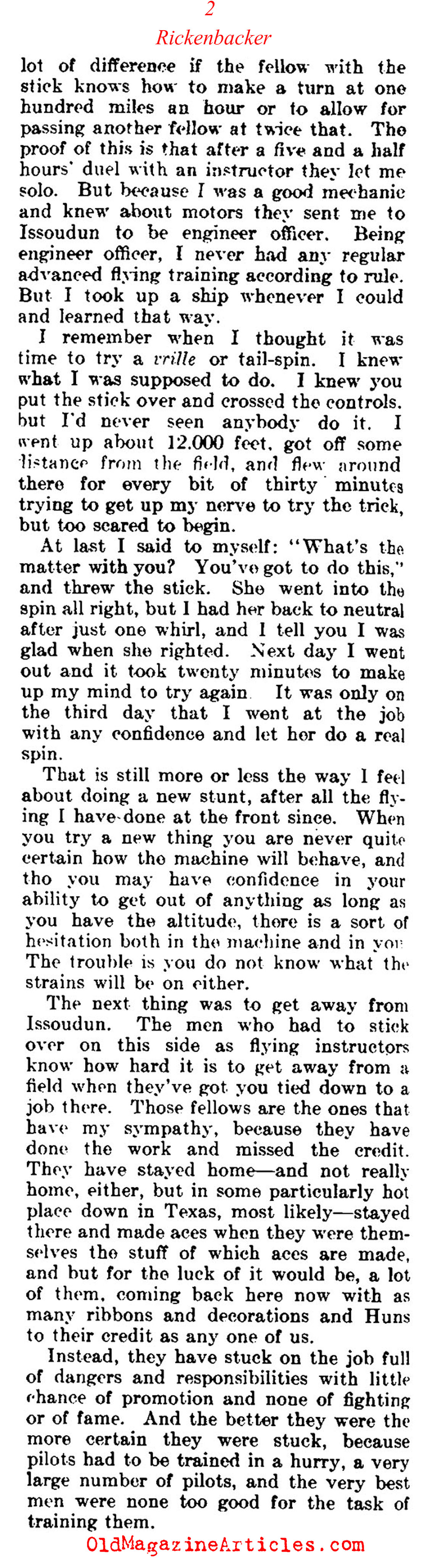 Captain Eddy Rickenbacker: Fighter Pilot (The Literary Digest, 1919)