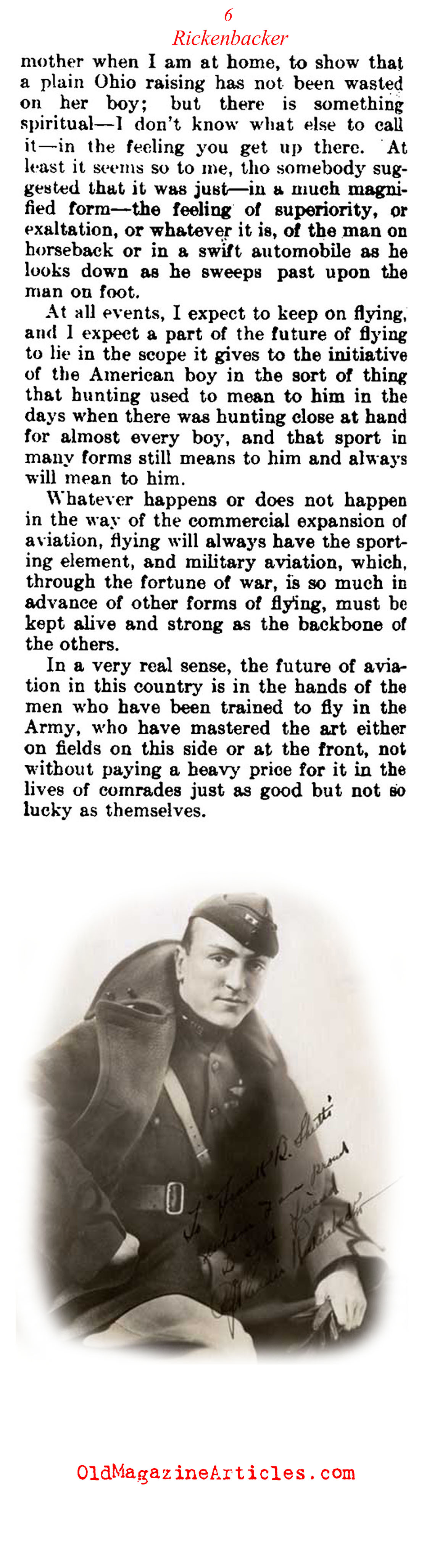 Captain Eddy Rickenbacker: Fighter Pilot (The Literary Digest, 1919)