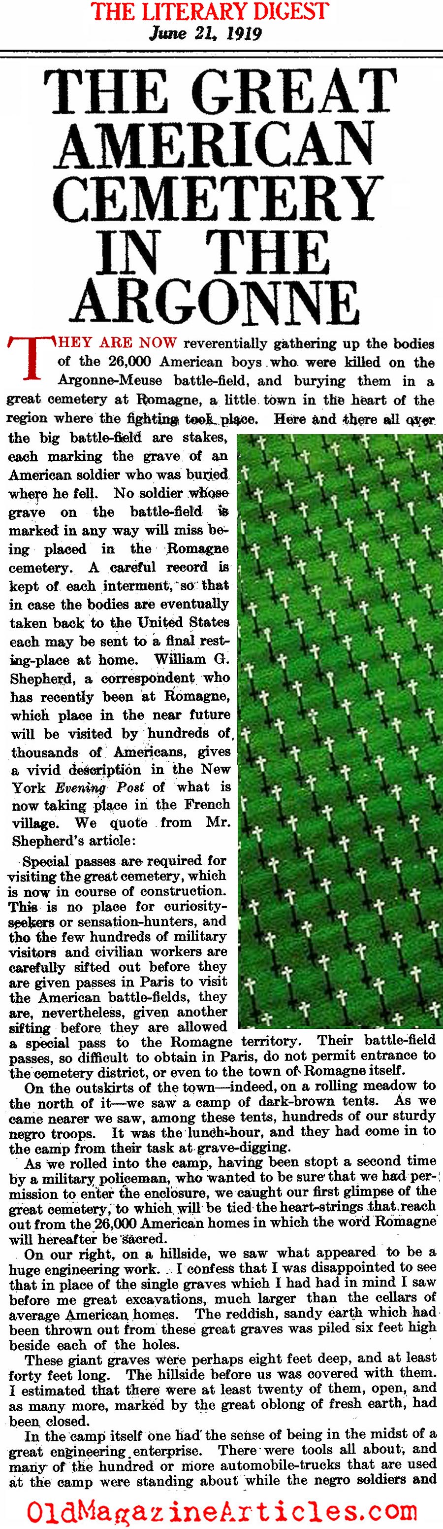 The American Cemetery at Romagne  (Literary Digest, 1919)