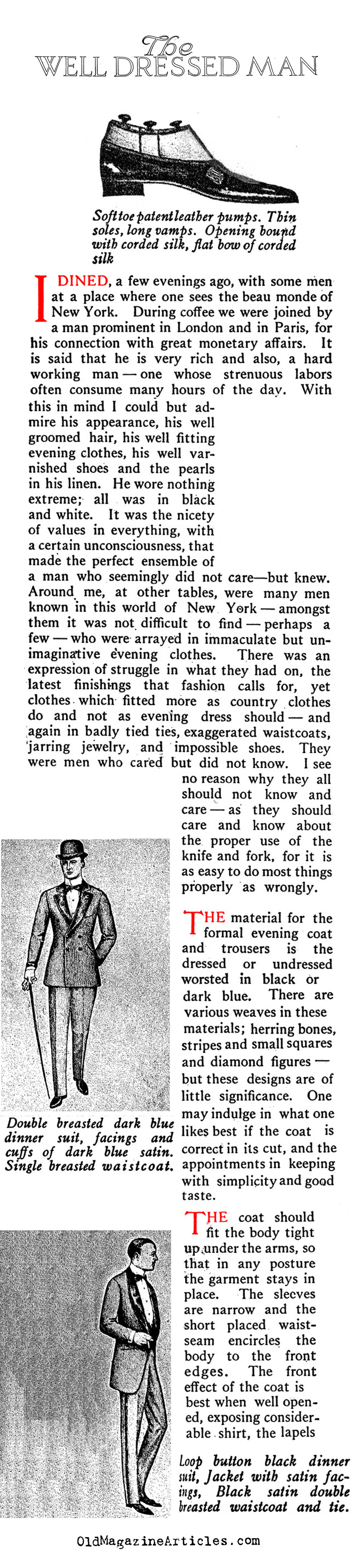 Sensible Rules for Men's Evening Clothes  (Vanity Fair Magazine, 1913)