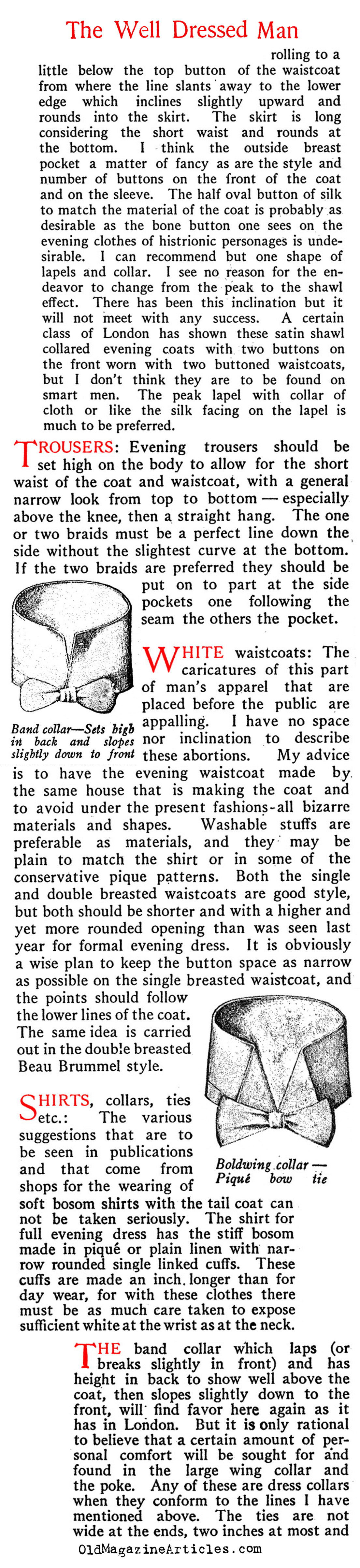 How Did the Men in First Class Dress for Dinner?  (Vanity Fair, 1913)