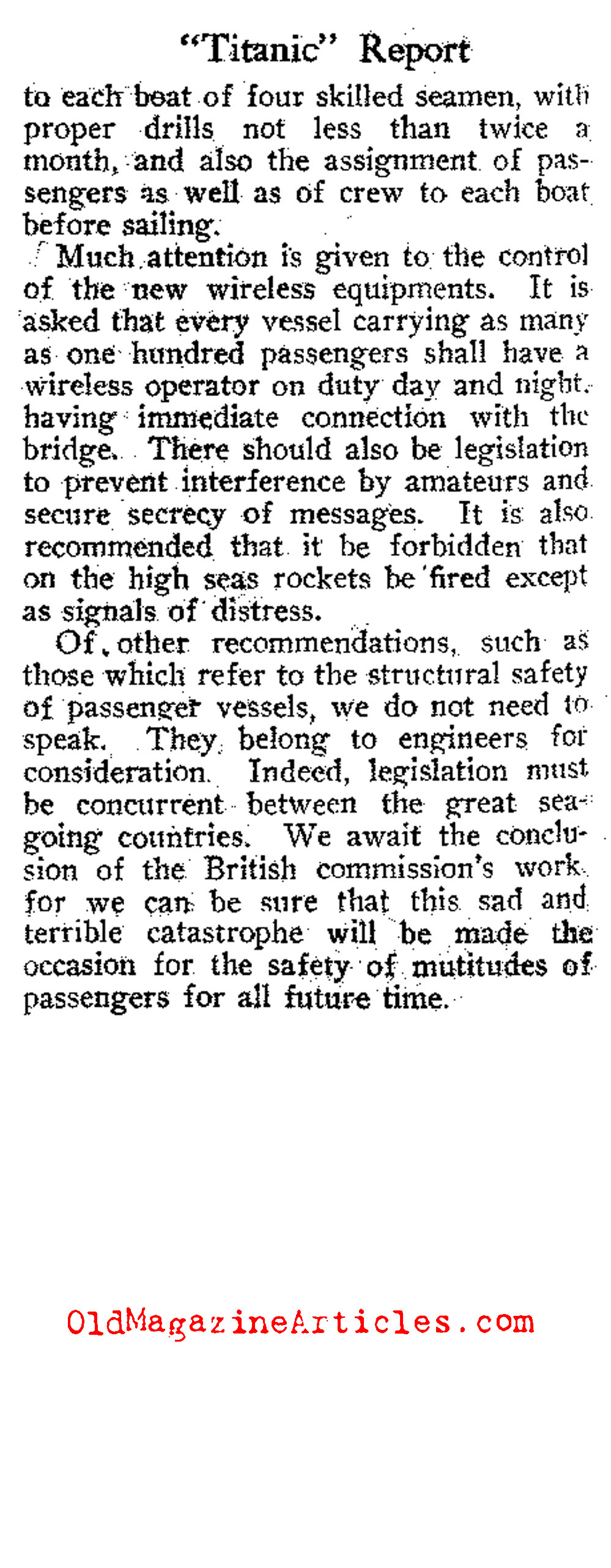  The U.S. Senate's Report on the <em>Titanic</em>  Disaster (The Independent, 1912)