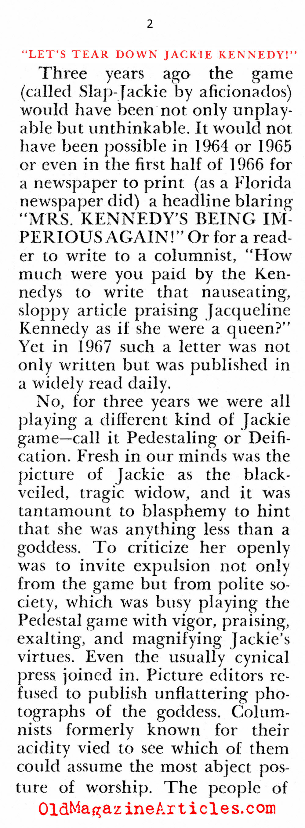 Hating Jackie Kennedy (Pageant Magazine, 1967)