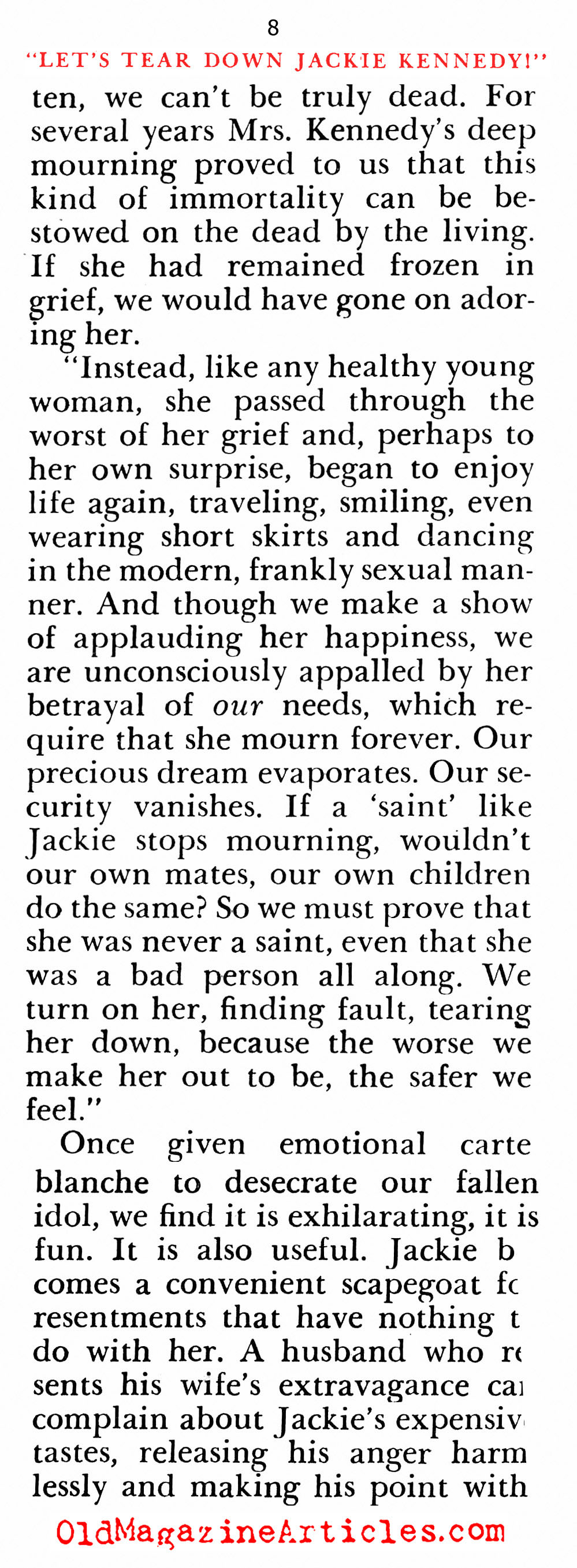 Hating Jackie Kennedy (Pageant Magazine, 1967)