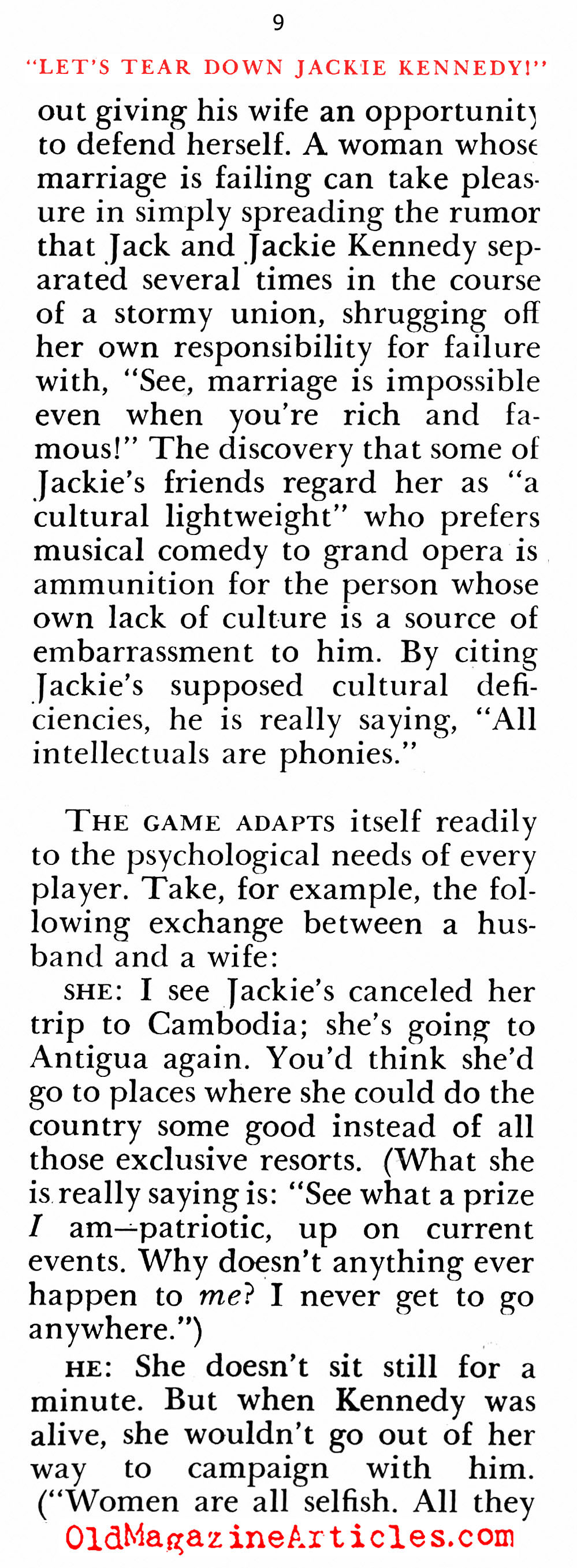 Hating Jackie Kennedy (Pageant Magazine, 1967)