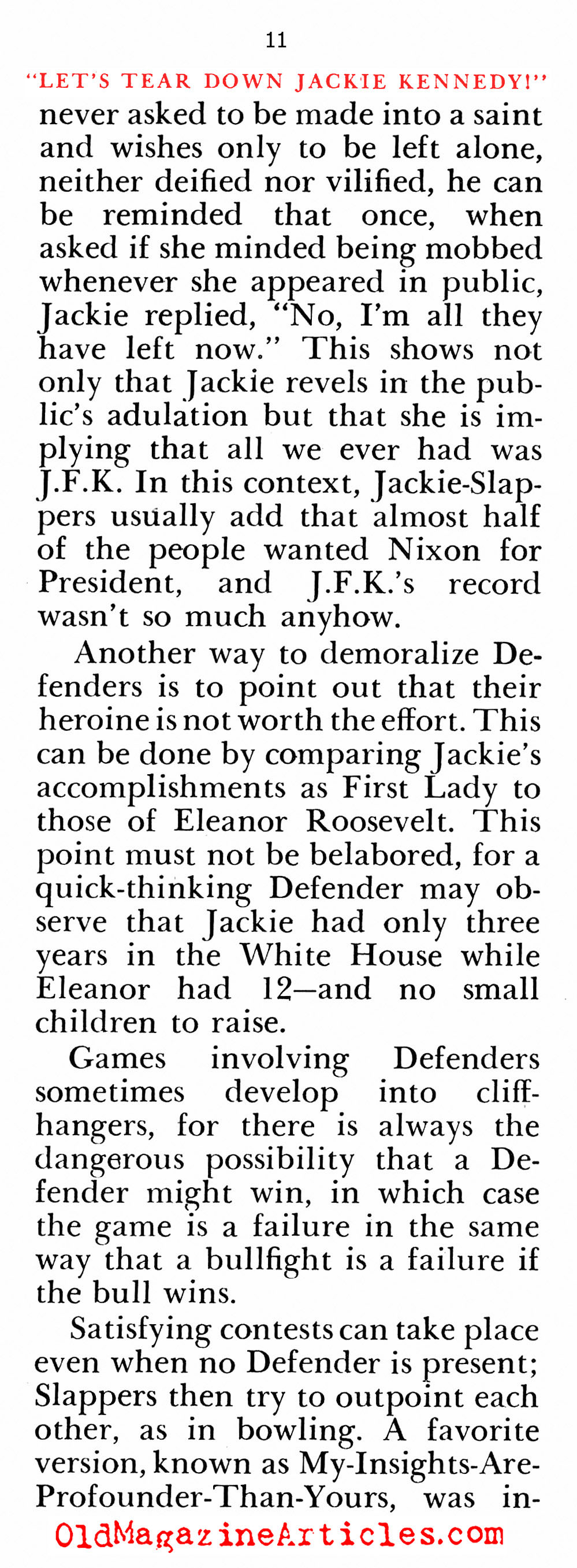 Hating Jackie Kennedy (Pageant Magazine, 1967)