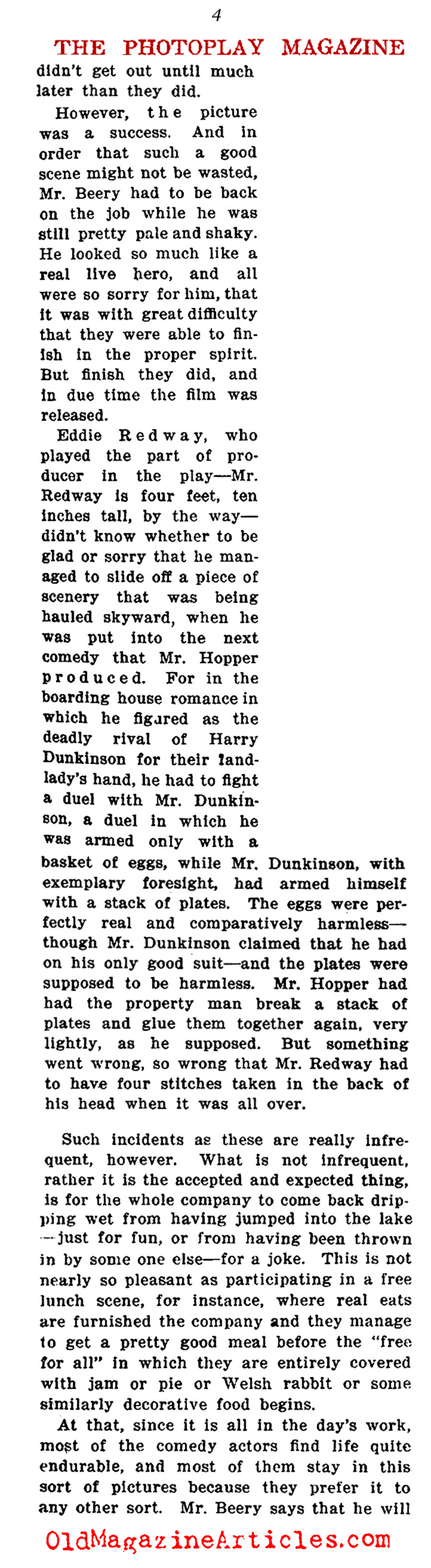 In Praise of Slapstick  Comedy  (Photoplay Magazine, 1914)