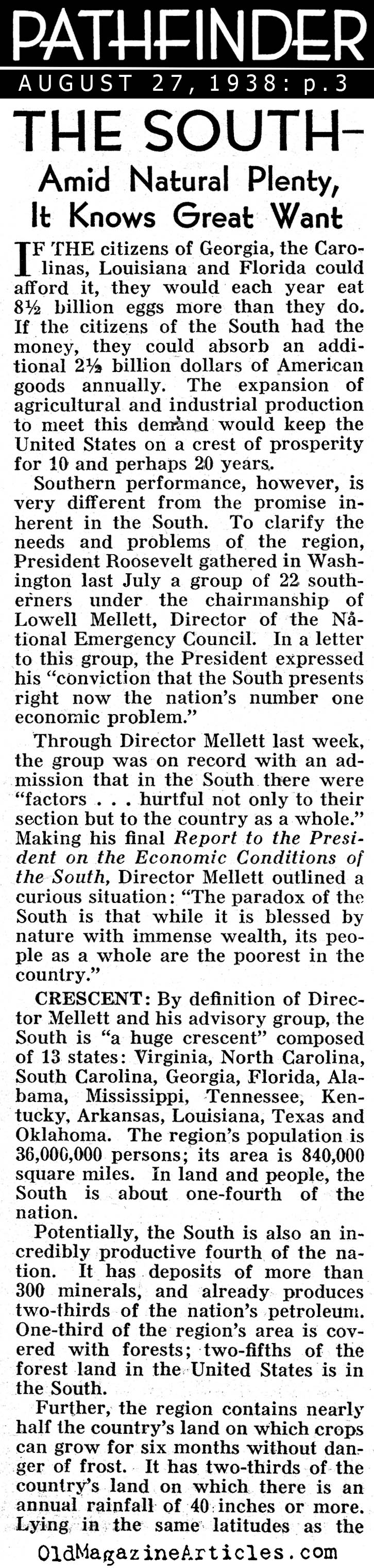 The Great Depression in the South (Pathfinder Magazine, 1938)