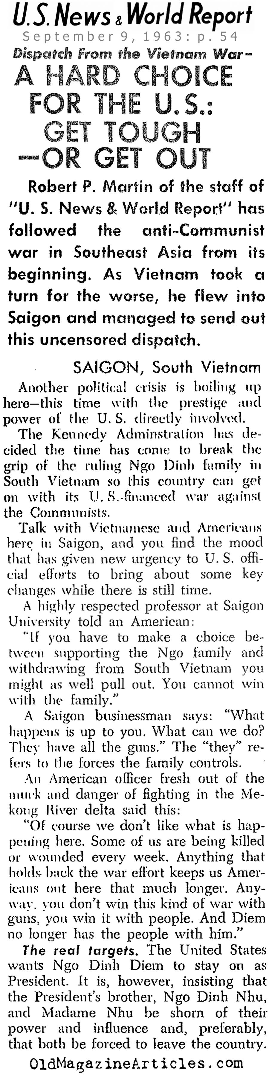 What To Do About Diem? (United States News, 1963)