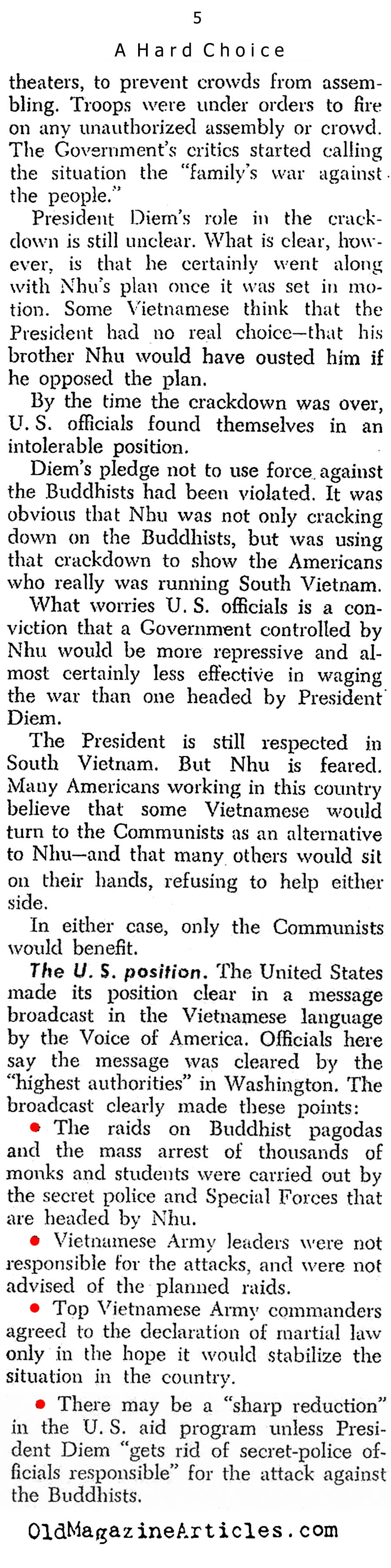 What To Do About Diem? (United States News, 1963)