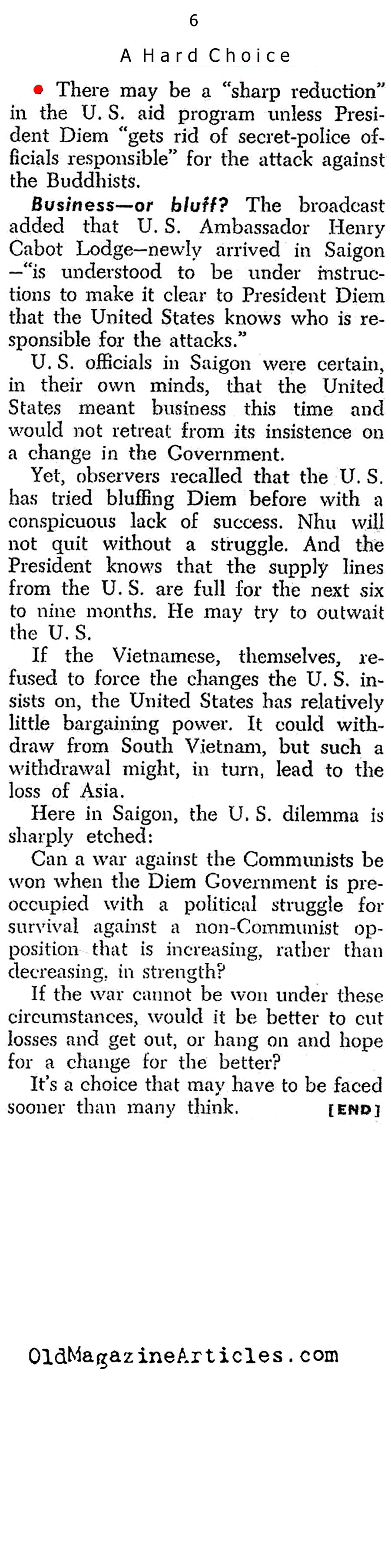 What To Do About Diem? (United States News, 1963)