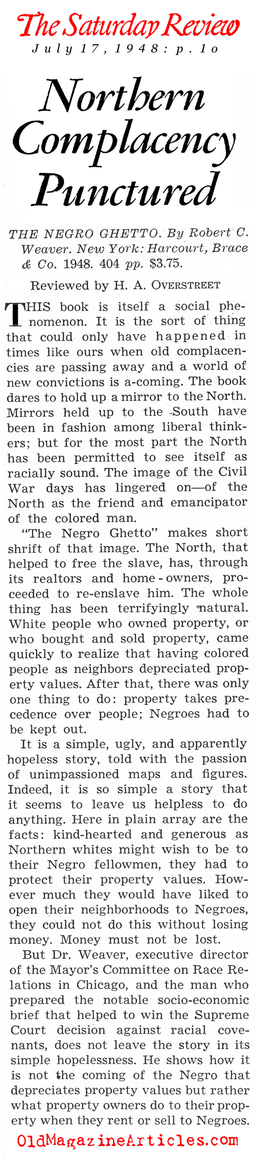 The Creation of the Ghettos (The Saturday Review, 1948)
