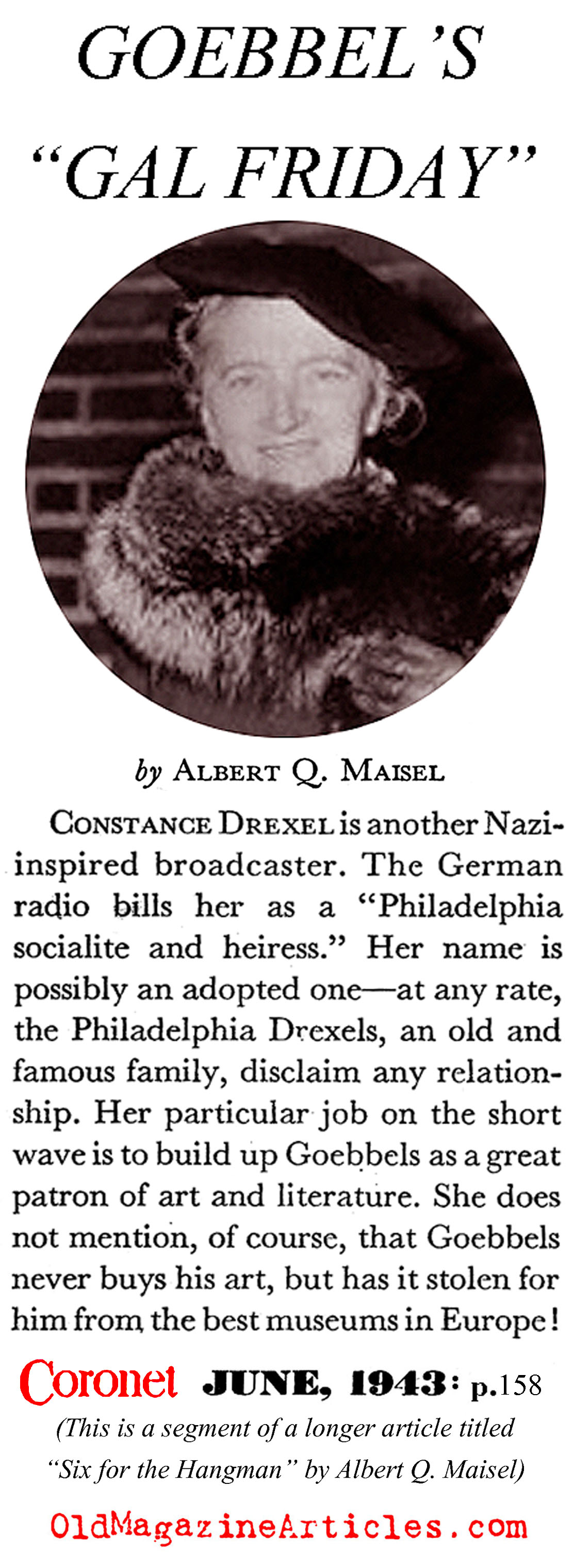 Constance Drexel of Massachusetts (Coronet Magazine, 1943)