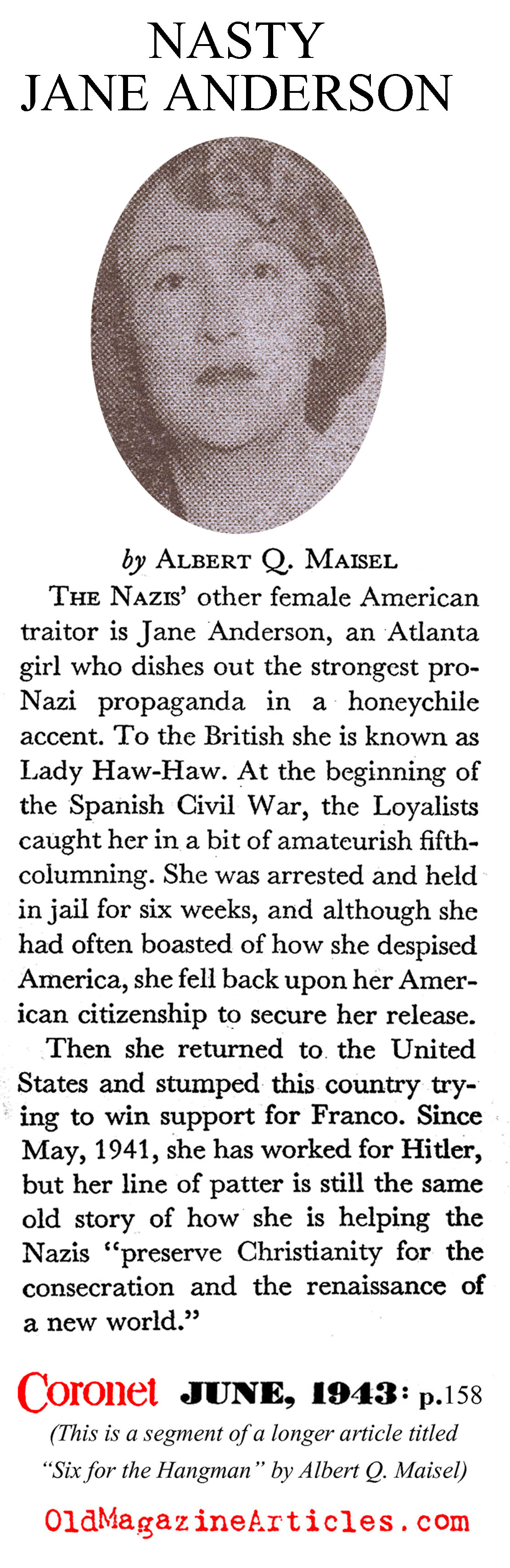 Jane Anderson of Georgia (Coronet Magazine, 1943)