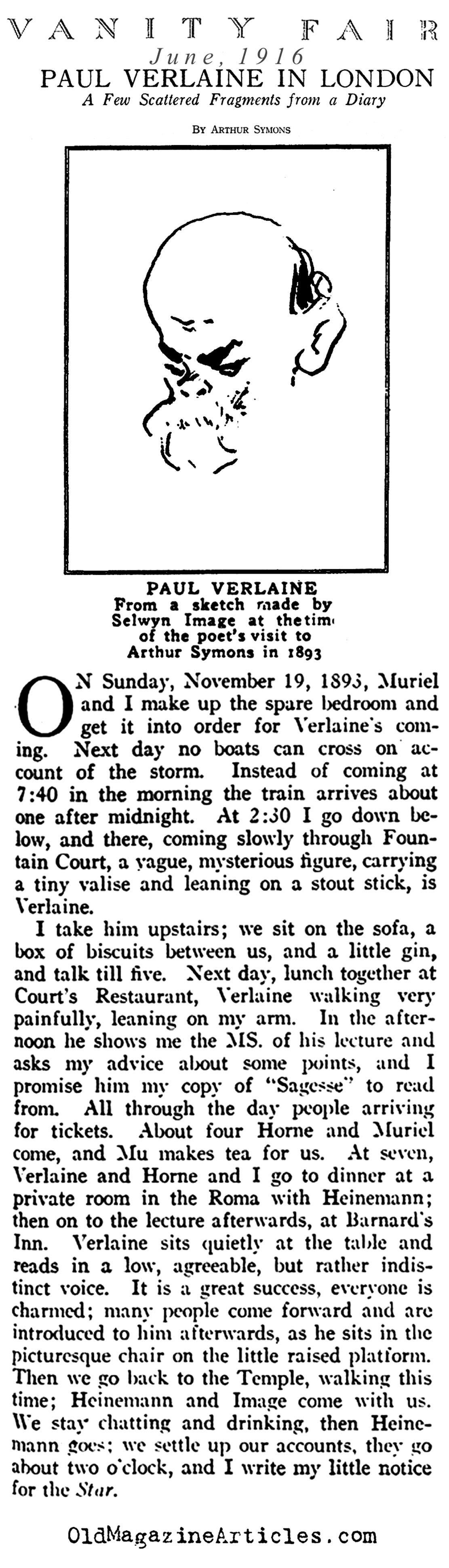 ''Paul Verlaine in London''  (Vanity Fair Magazine, 1916)