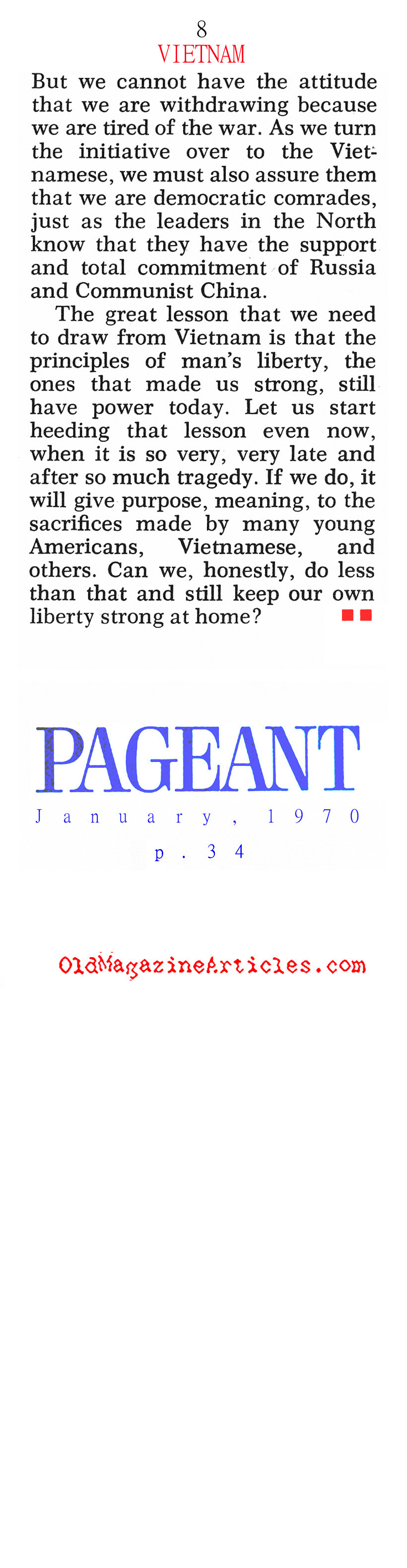 The Search for an Honorable Exit (Pageant Magazine, 1970)