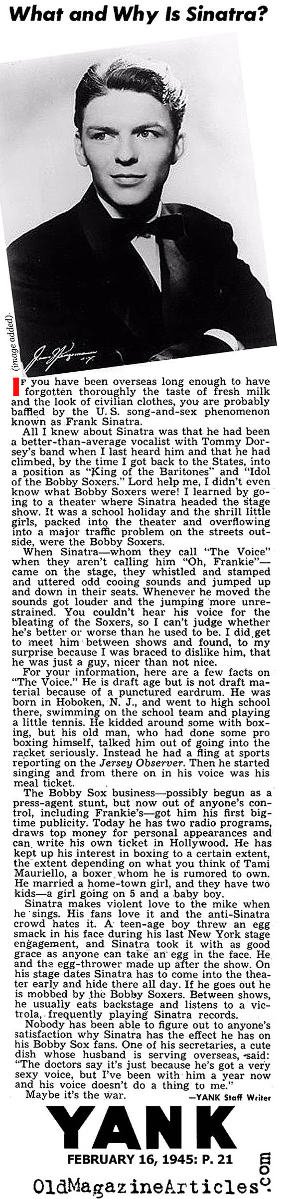 Young Frank Sinatra (Yank Magazine, 1945)