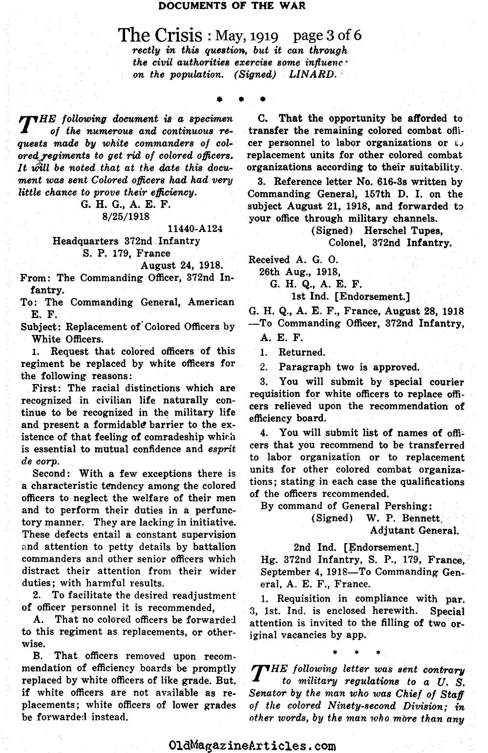 W.E.B. Du Boise and the Documents of U.S. Army Prejudice  (The Crises, 1919