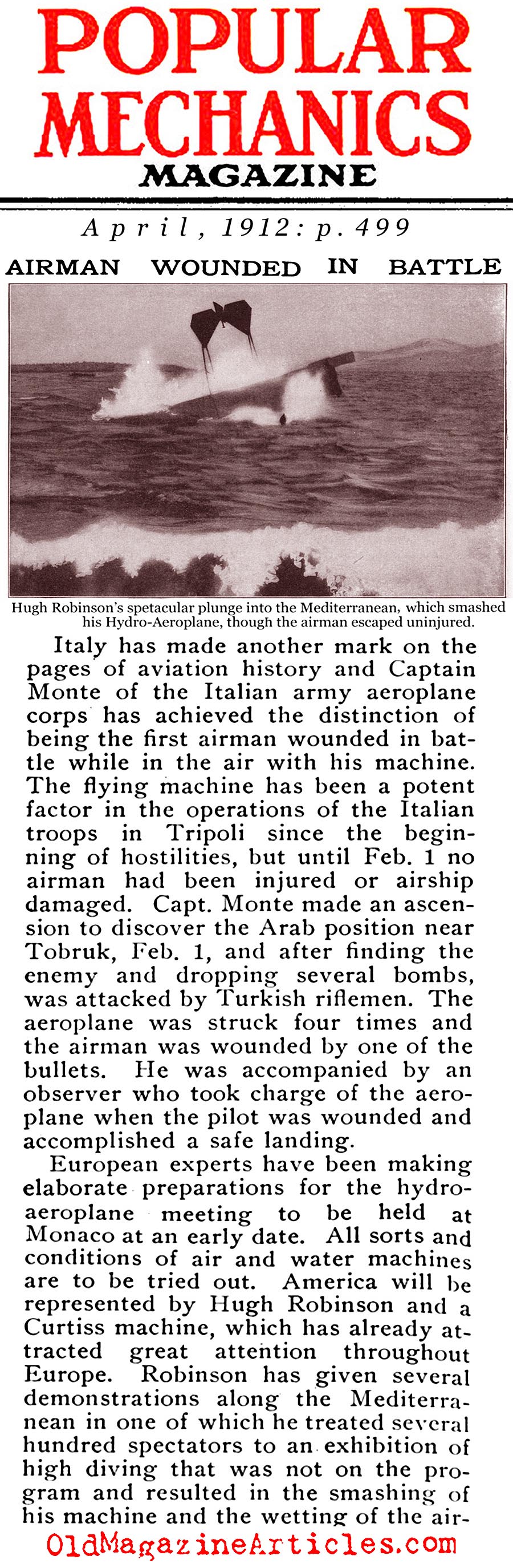The First  Casualty of an Air War (Popular Mechanics, 1912)