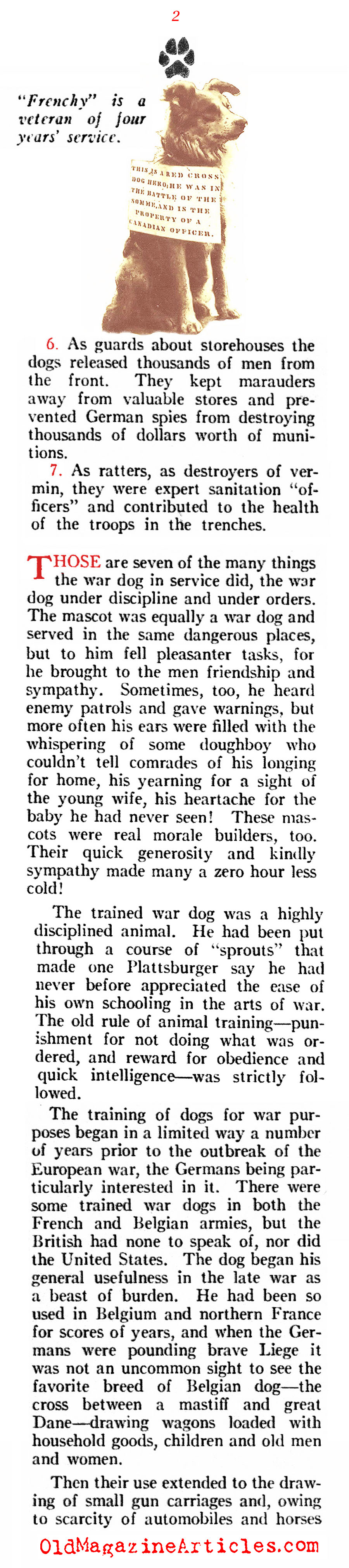 A History of Dogs in the First World War (American Legion Weekly, 1919)