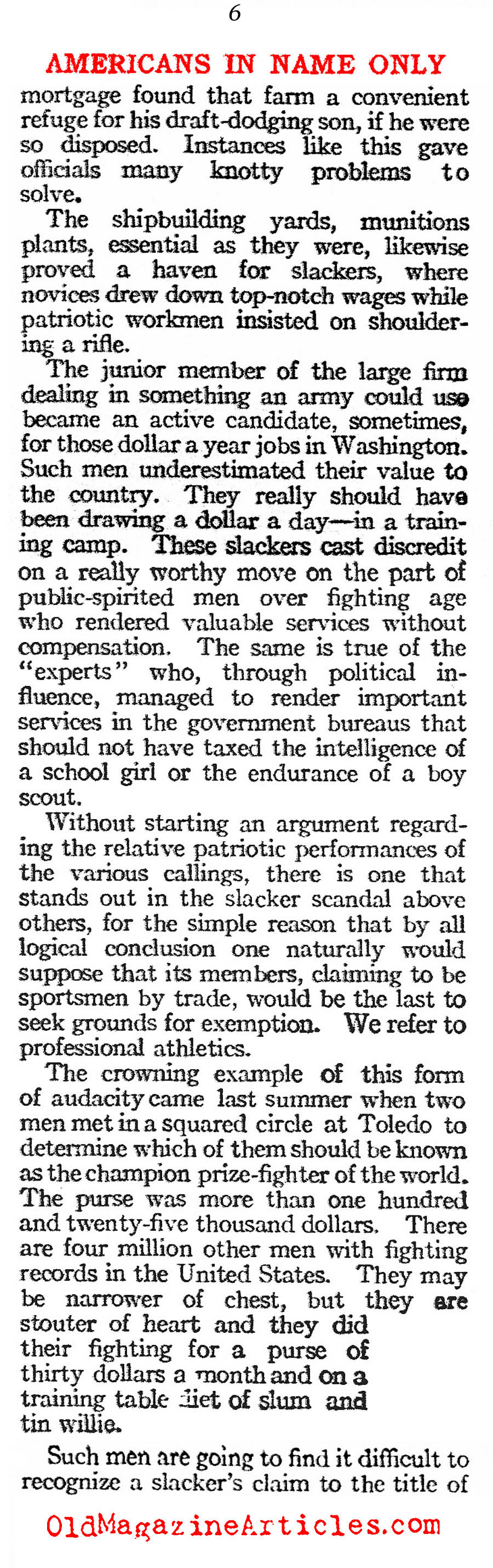 ''Americans in Name Only'' (American Legion Weekly, 1919)