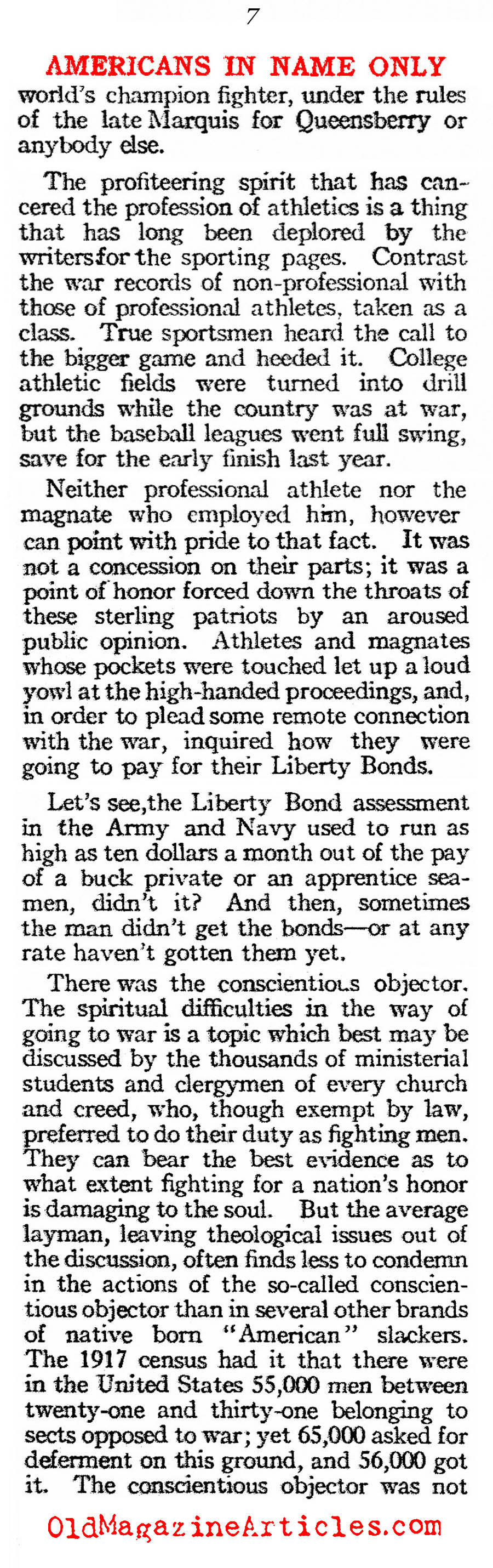 ''Americans in Name Only'' (American Legion Weekly, 1919)