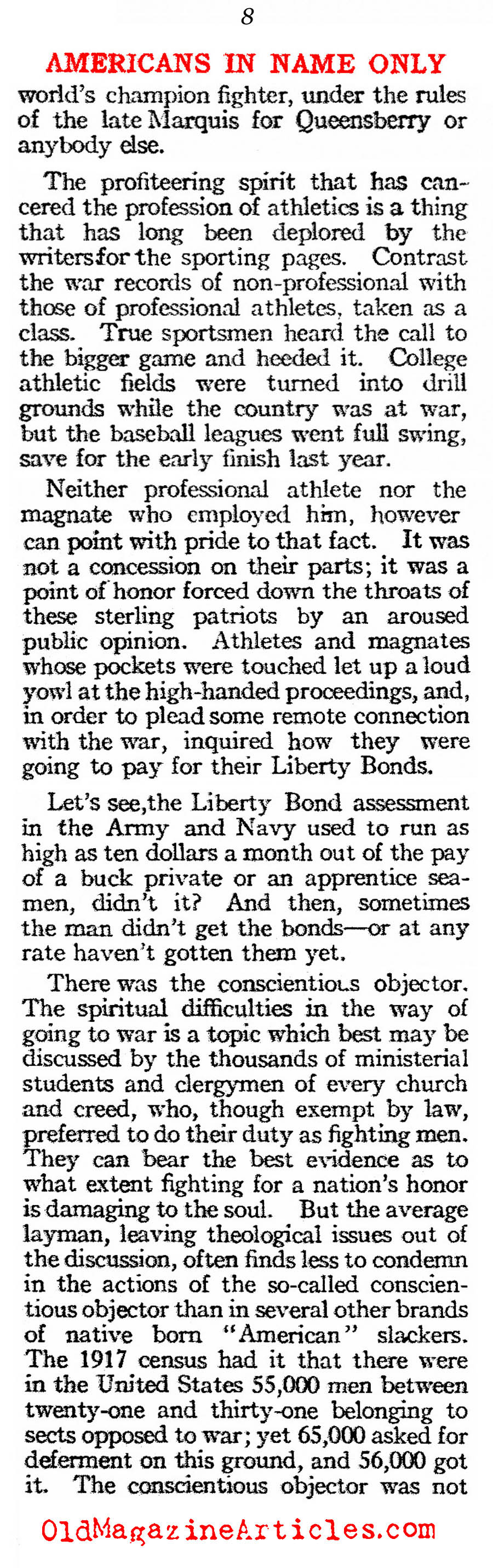 ''Americans in Name Only'' (American Legion Weekly, 1919)