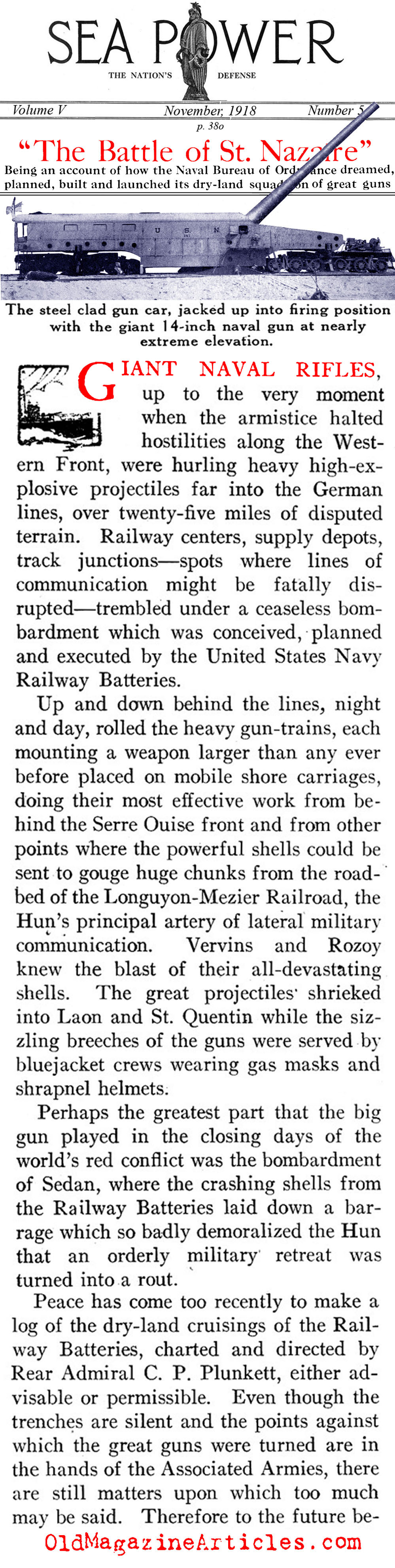 Firing from the Rails (Sea Power Magazine, 1918)