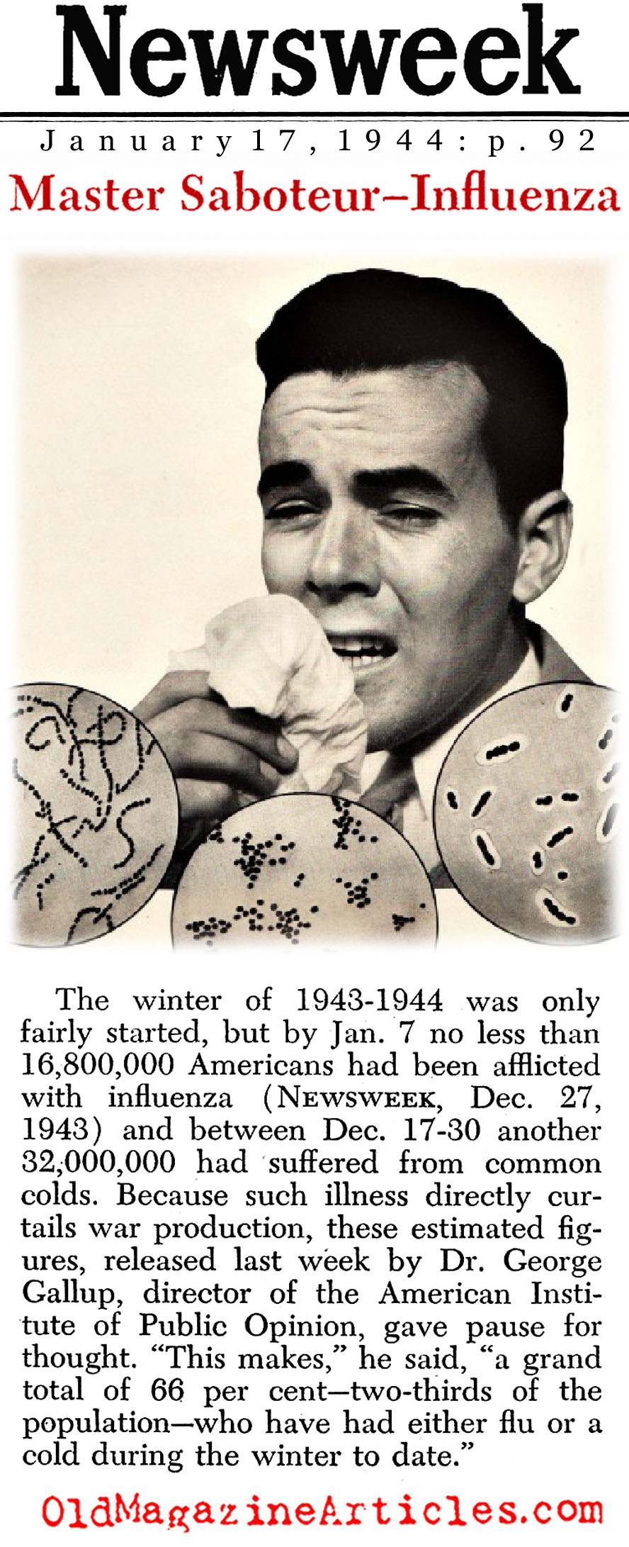 Influenza Returns (Newsweek Magazine, 1944)