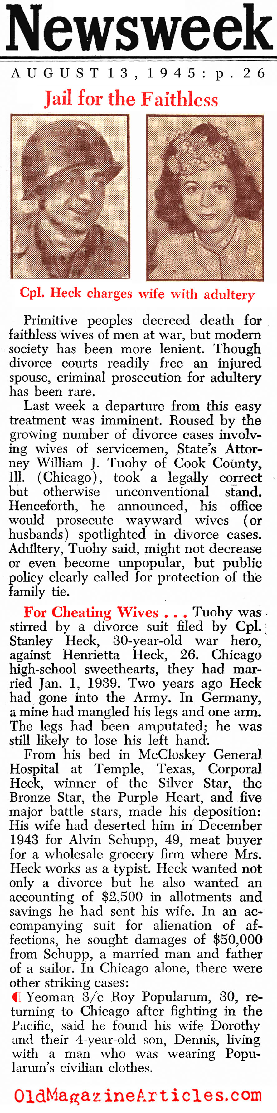 Adultery on the Home Front (Newsweek Magazine, 1945)