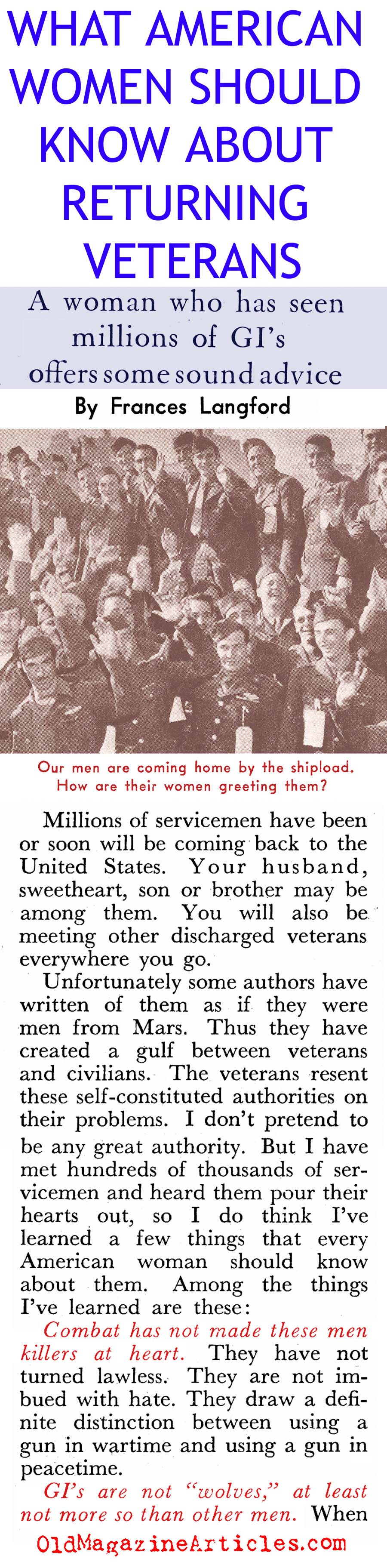 Understanding the Veterans <BR>(Pageant Magazine, 1945)