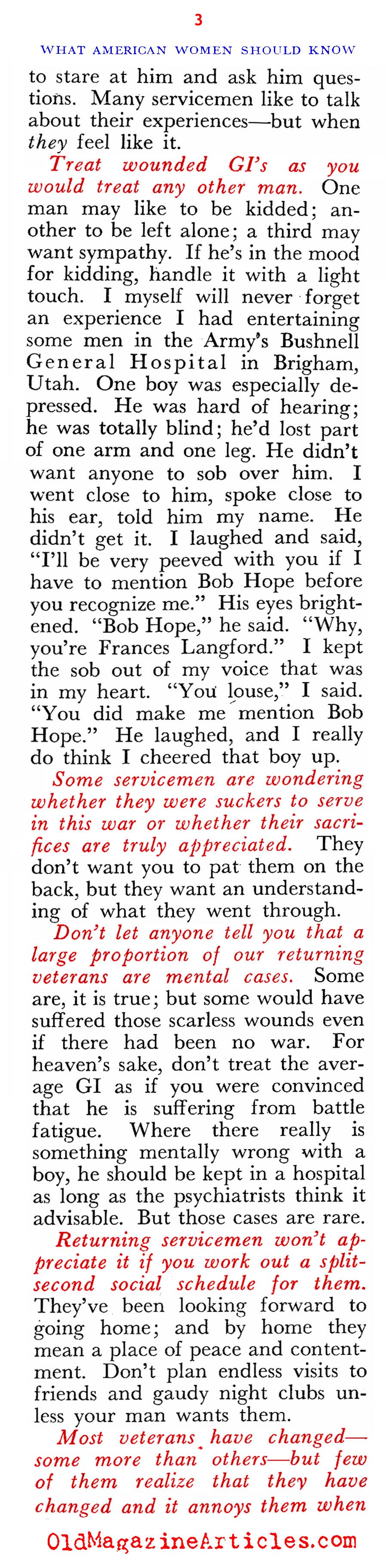 Understanding the Veterans <BR>(Pageant Magazine, 1945)