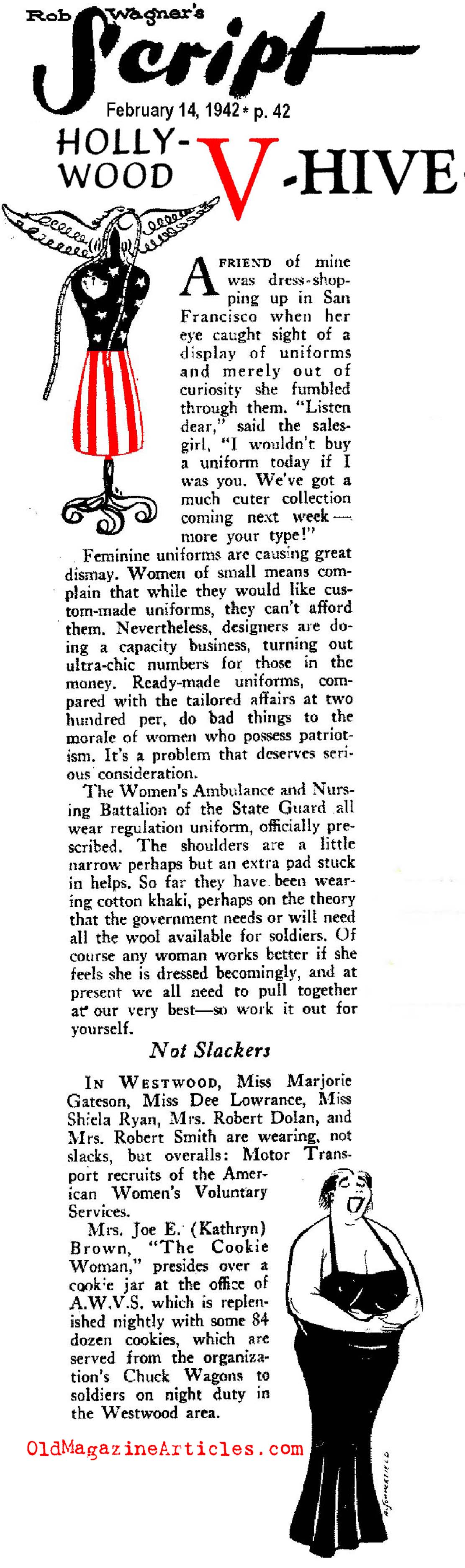 Women, Fashion and Uniforms on the Home Front (Rob Wagner's Script Magazine, 1942)