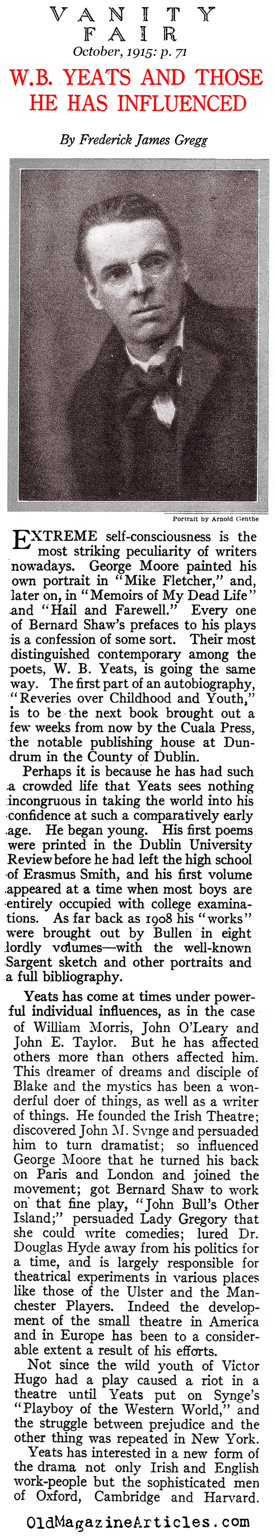 W.B. Yeats and Those He Has Influenced (Vanity Fair,1915)