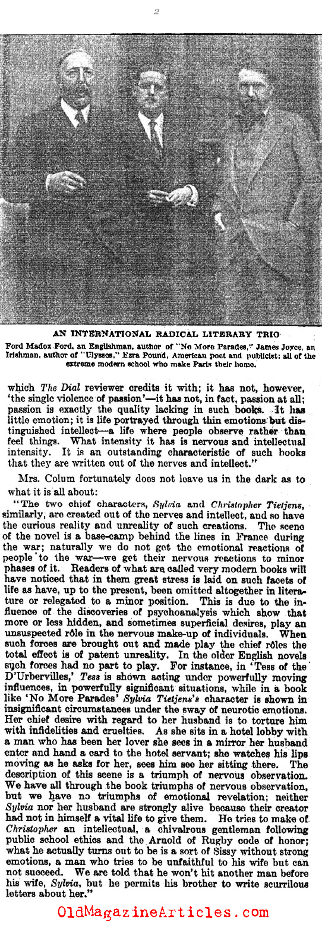 'No More Parades' by Ford Madox Ford (Literary Digest, 1926)
