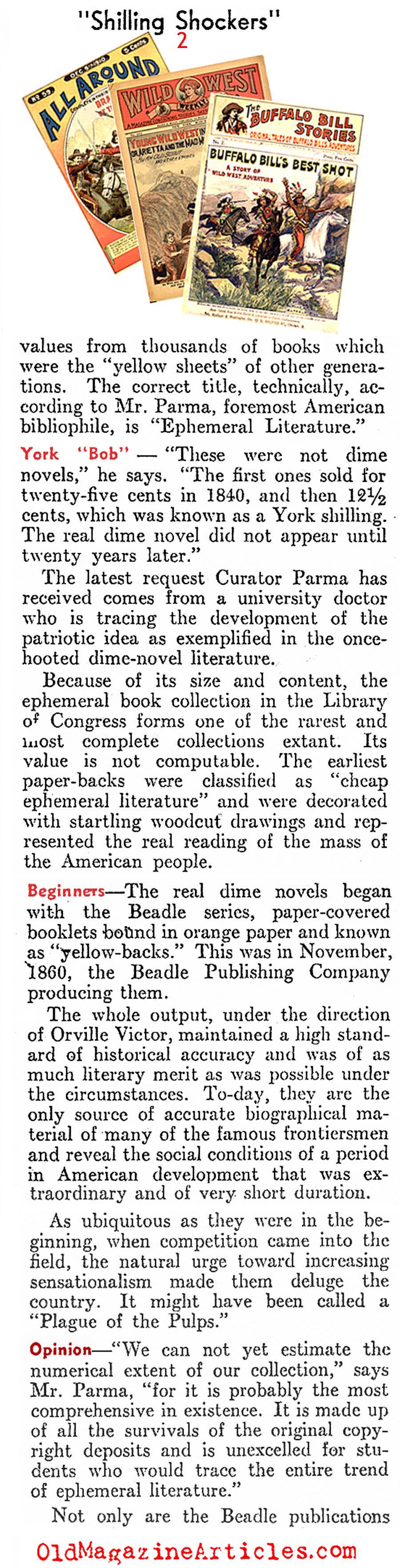 Library of Congress Salutes the Dime Novel (Literary Digest, 1937)