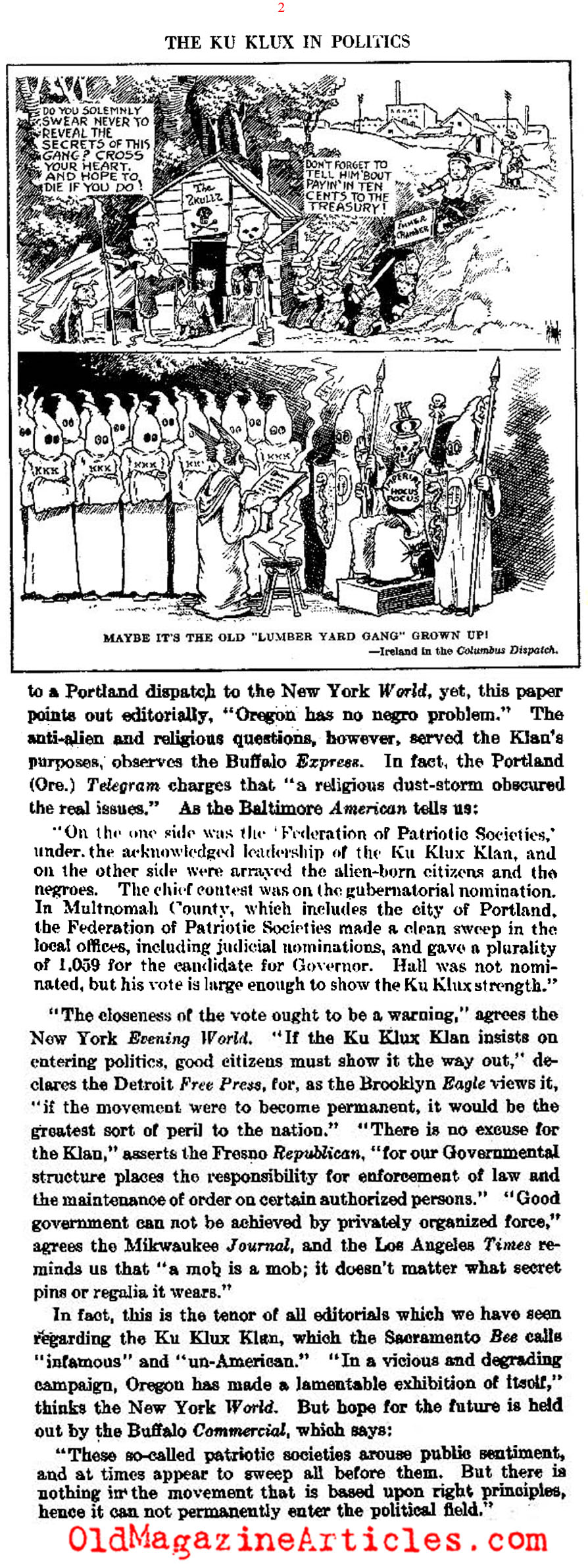 The KKK Influence on U.S. Politics (The Literary Digest, 1922)