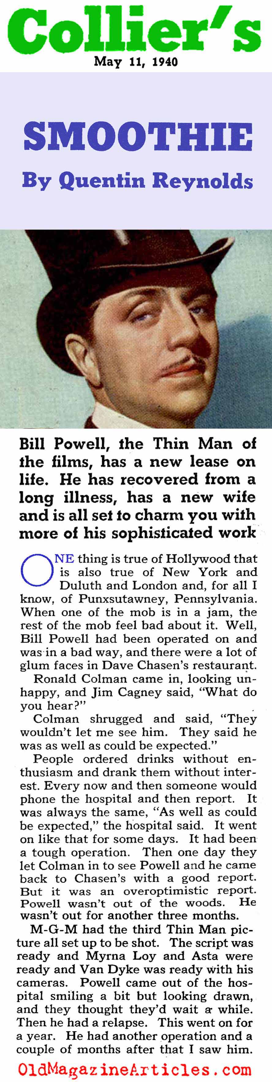 William Powell - Smooth Operator (Collier's Magazine, 1940)