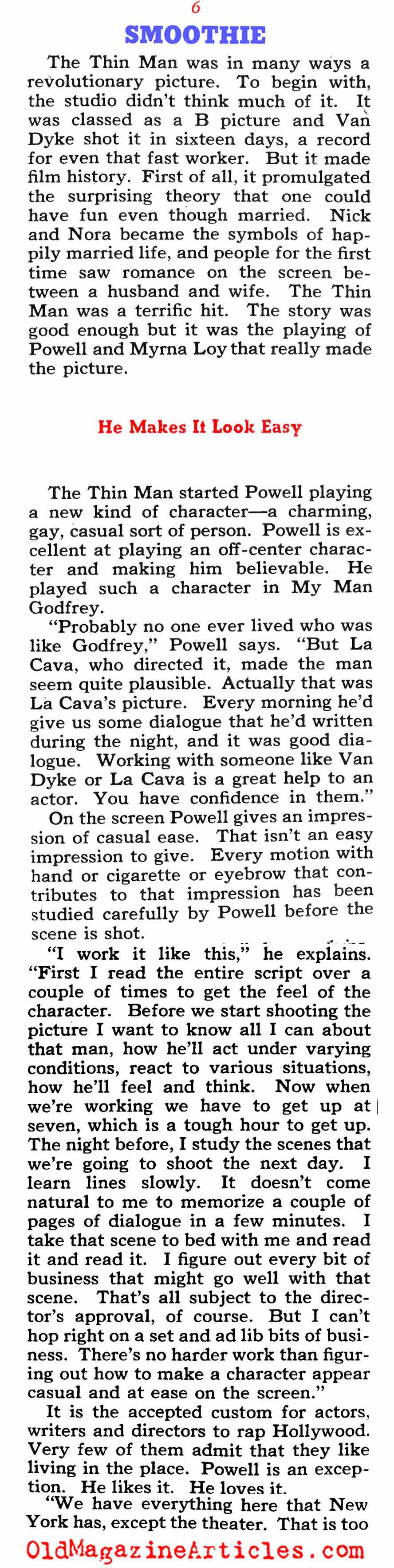 William Powell - Smooth Operator (Collier's Magazine, 1940)